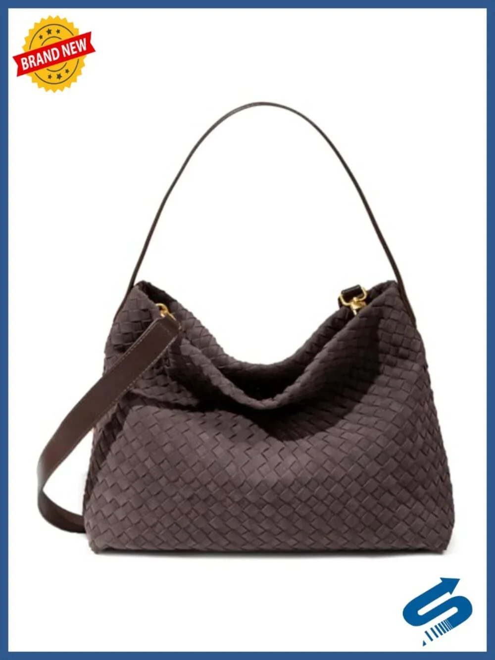 Faux Suede Woven Hobo Shoulder Bag Crossbody Purse